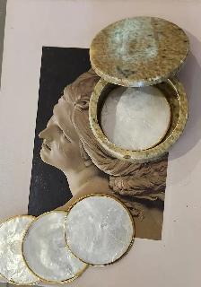 Vintage Marble Box and Capiz Shell Coasters