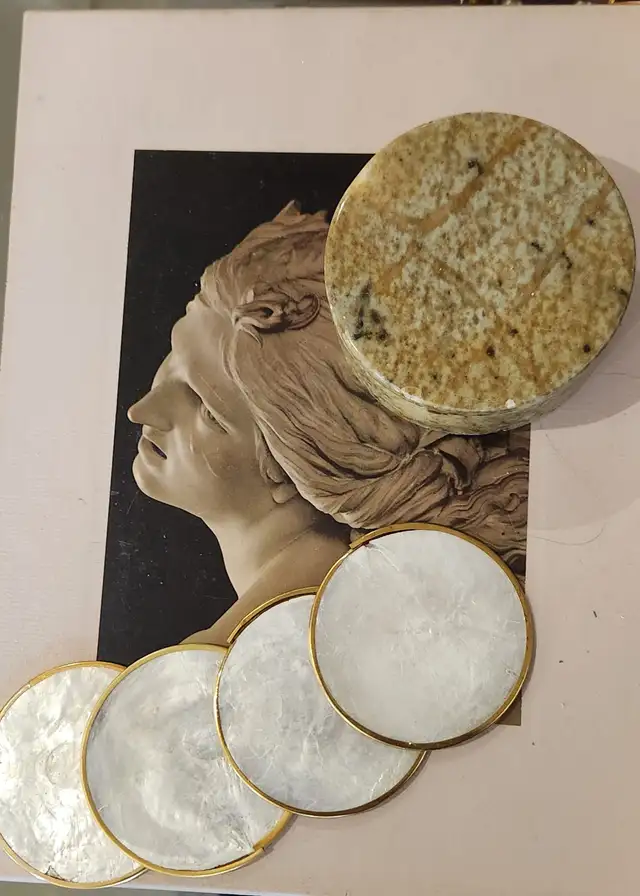 Vintage Marble Box and Capiz Shell Coasters - Photo 3
