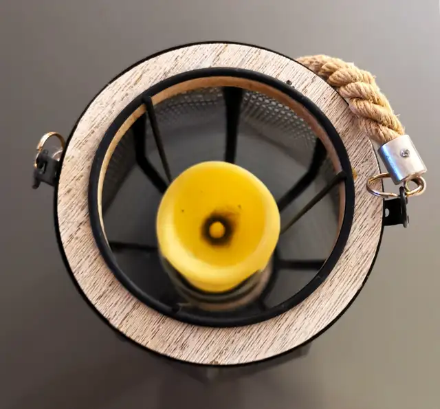 9"Black Metal Mesh Cage Style Decorative Lantern - Photo 3