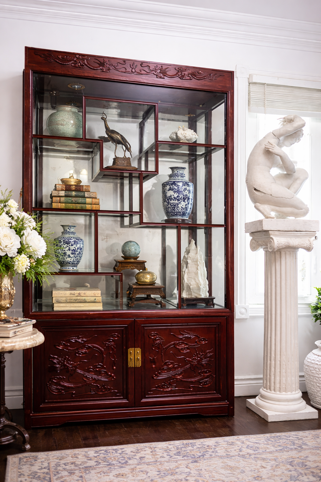 Vintage  Chinese Rosewood Display Cabinet