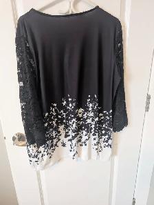 ladies black and white floral top