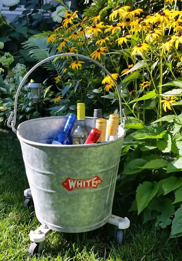 Vintage Galvanized Industrial Pail Wine Cooler