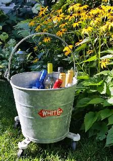 Vintage Galvanized Industrial Pail Wine Cooler