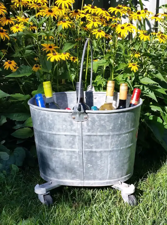 Vintage Galvanized Industrial Pail Wine Cooler - Photo 4