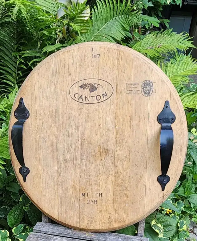 Vintage Solid French Oak Wine Barrel Top Tray