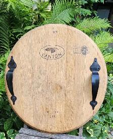 Vintage Solid French Oak Wine Barrel Top Tray