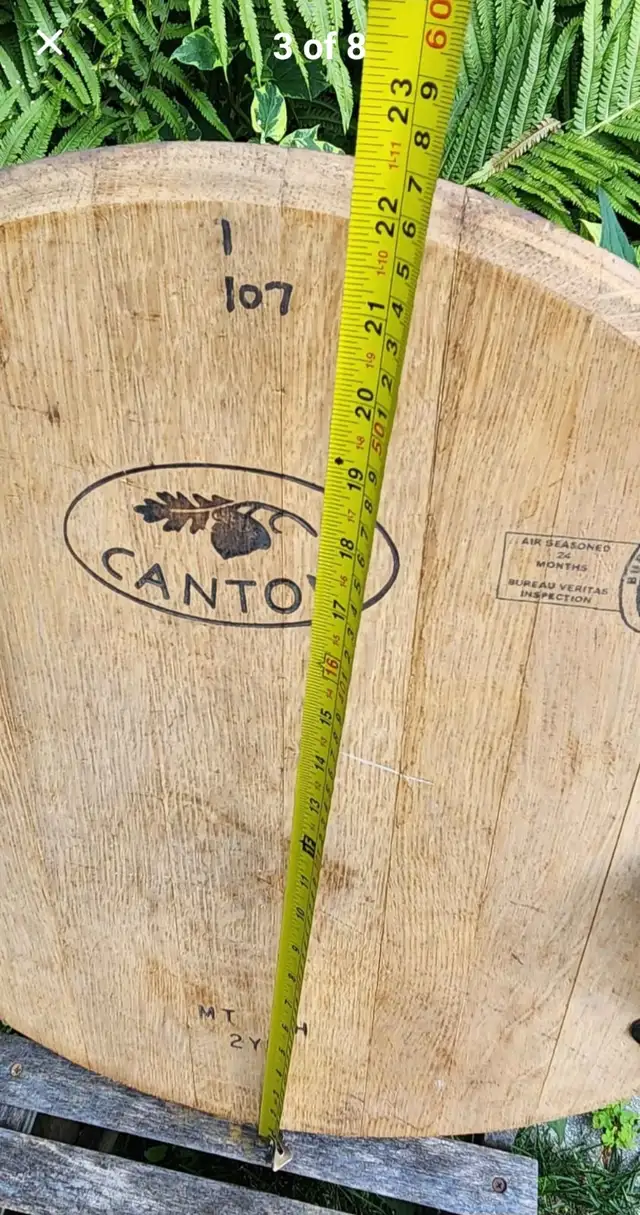 Vintage Solid French Oak Wine Barrel Top Tray - Photo 3