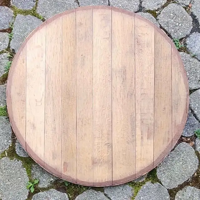 Vintage Solid French Oak Wine Barrel Top Tray - Photo 6