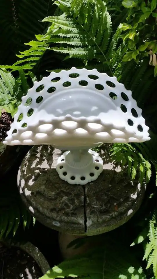 Vintage Milk Glass Pedestal Bowl Vase