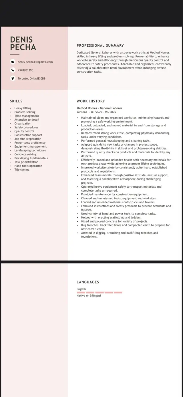 General Labour Looking for Work