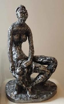 Vintage Brutalist Mother Child Art Sculpture