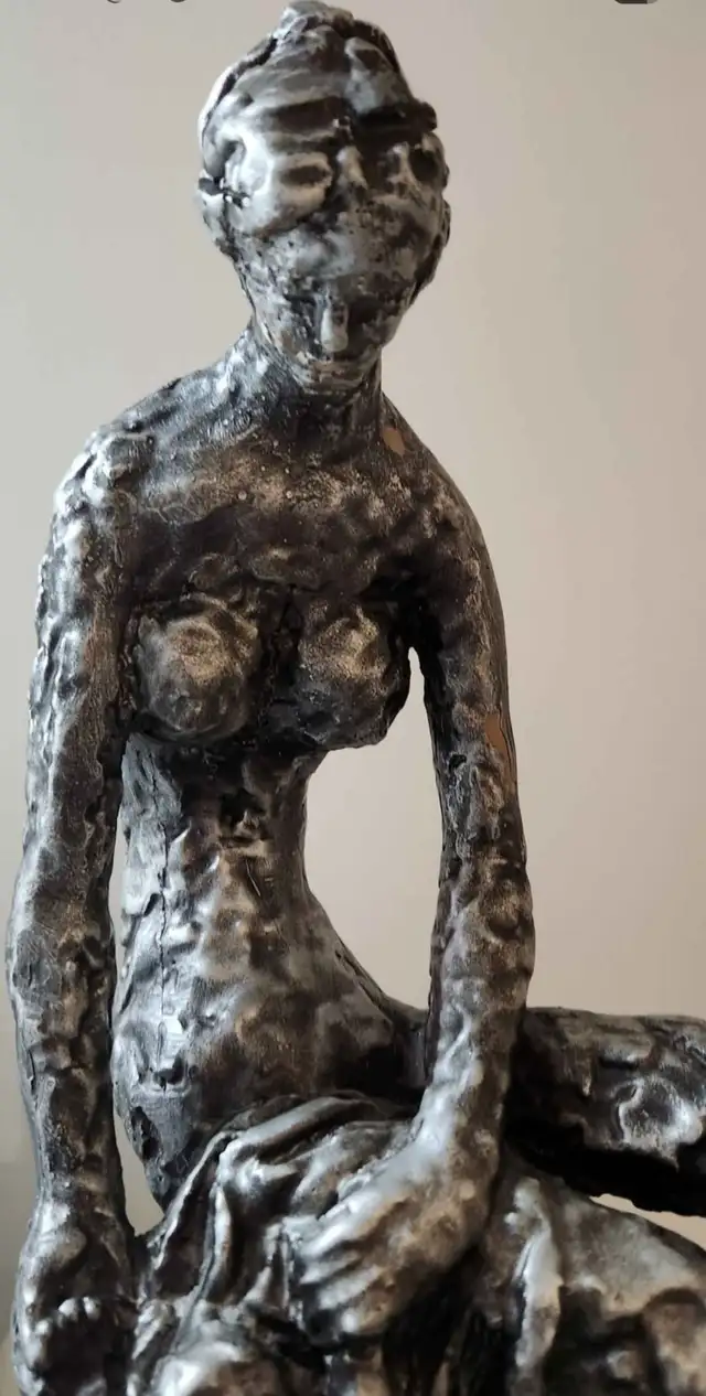 Vintage Brutalist Mother Child Art Sculpture - Photo 3