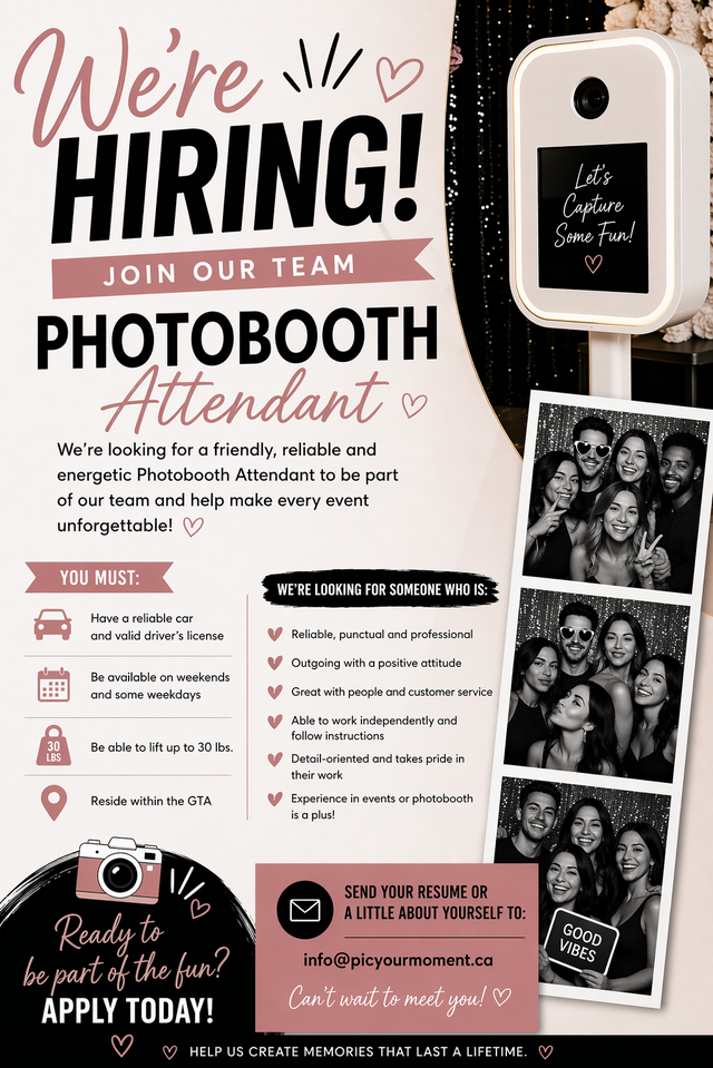 PHOTO-BOOTH ATTENDANT NEEDED