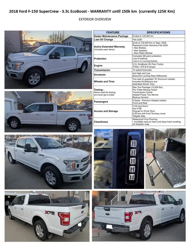 2018 Ford F-150 SuperCrew 4x4 3.5L EcoBoost | Warranty Included - Photo 2