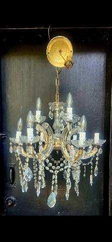 Vintage Crystal Brass Chandelier