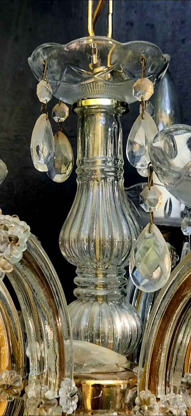 Vintage Crystal Brass Chandelier - Photo 2