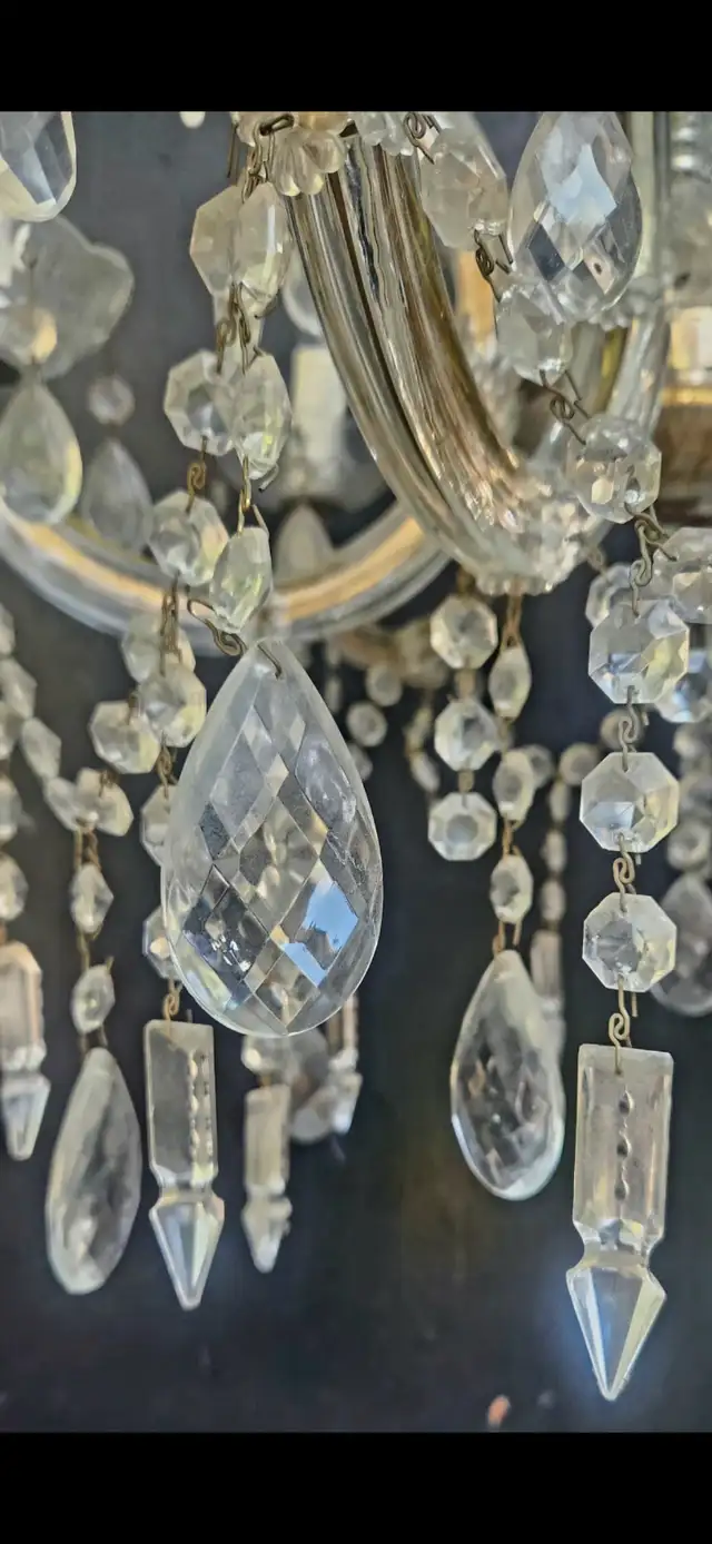 Vintage Crystal Brass Chandelier - Photo 3
