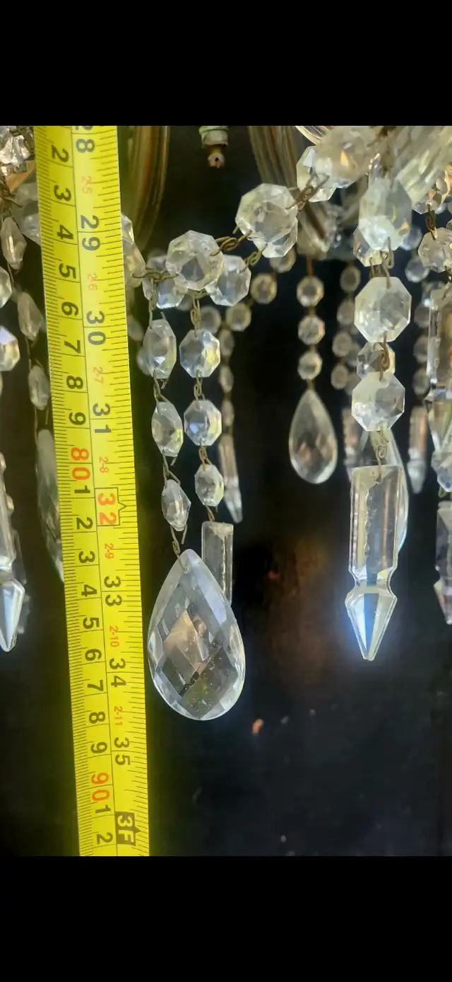 Vintage Crystal Brass Chandelier - Photo 5