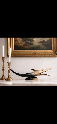 Vintage Horn Dolphin Fish Art Sculpture