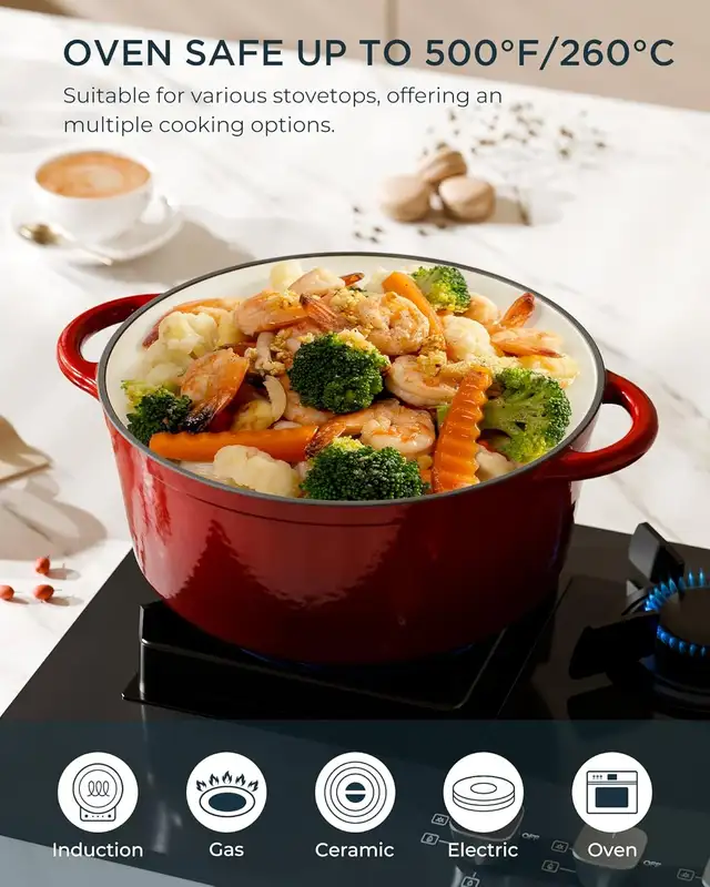 High Quality, SUNOUTLY Enameled Cast Iron 4.5 qt. Dutch Oven - Photo 7