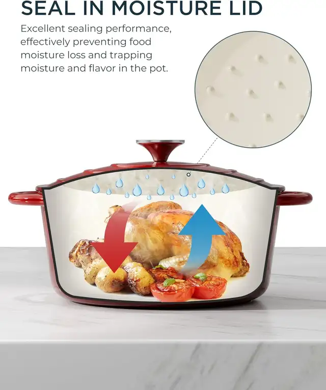 High Quality, SUNOUTLY Enameled Cast Iron 4.5 qt. Dutch Oven - Photo 8