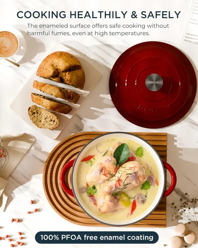 High Quality, SUNOUTLY Enameled Cast Iron 4.5 qt. Dutch Oven - Photo 9