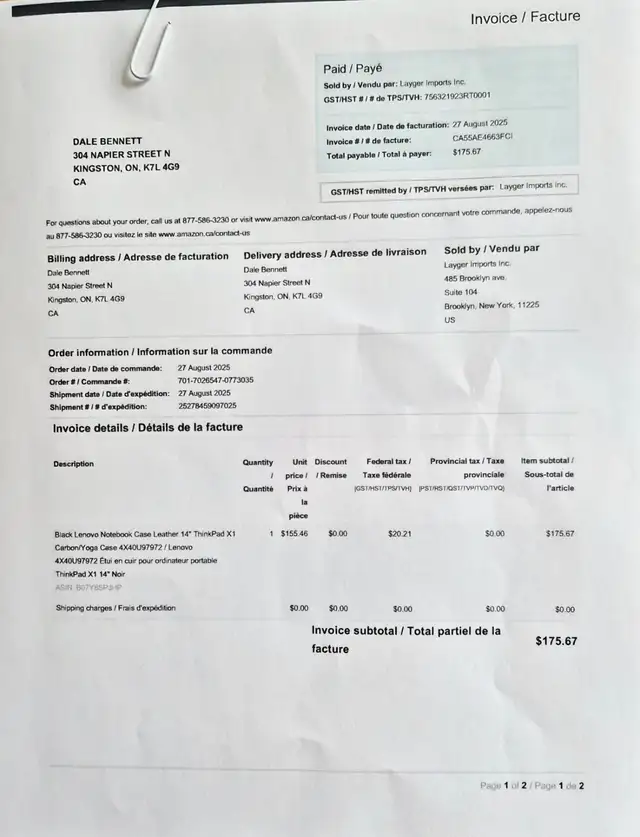 Leather Black Sleeve 14' Lenovo ThinkPad X1 - NEW Condition - Photo 9