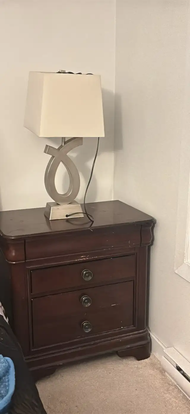 Dark Wood Nightstand with 3 Drawers - Photo 4