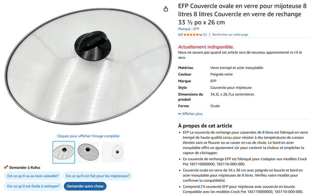 Couvercle de mijoteuse à donner