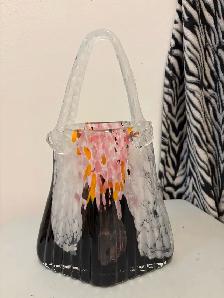 Beautiful Blown Glass Bag Vase $45obo