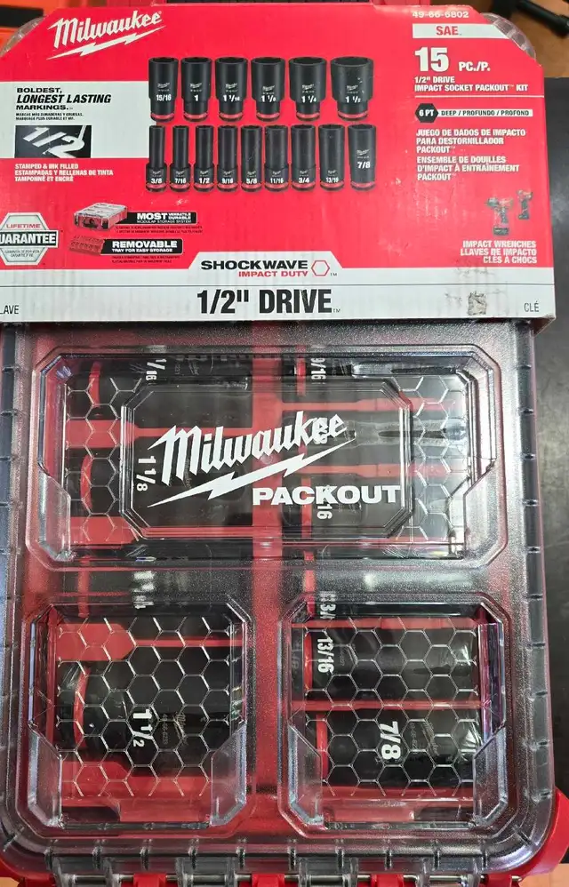 MILWAUKEE  49-66-6802 15 PIECE SET Imperial.  1/ drive
