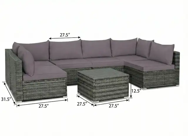 Brand New 7 pcs Patio Furniture Set with Glass Coffee Table $499 - Photo 4