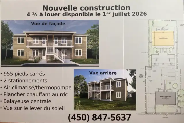 4 1/2 à louer construction neuve - Photo 4