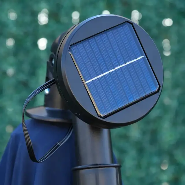 10ft Outdoor Cantilever Umbrella w Solar Lights w Adjustable Ang - Photo 7