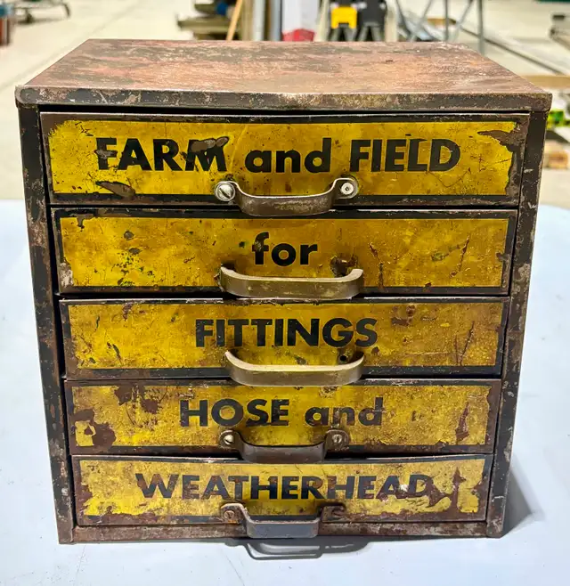 Vintage "Weatherhead" Metal Parts Cabinet (w Hardware Pieces)