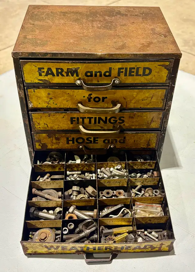 Vintage "Weatherhead" Metal Parts Cabinet (w Hardware Pieces) - Photo 2