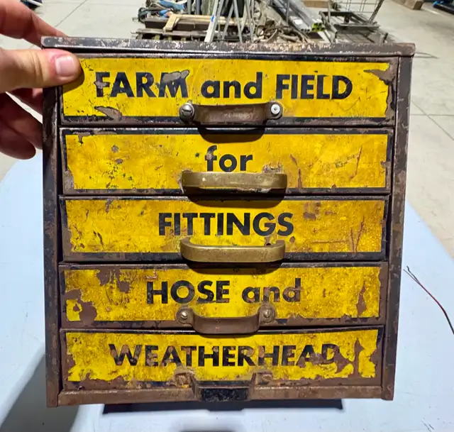 Vintage "Weatherhead" Metal Parts Cabinet (w Hardware Pieces) - Photo 9