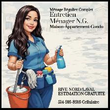 ENTRETIEN MÉNAGER Rive-Nord/Laval MÉNAGE RÉGULIER COMPLET