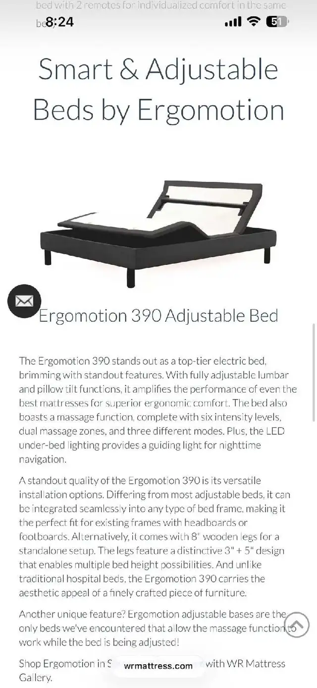 Ergomotion 390 Adjustable Electric Bed with Mattress For $400 - Photo 5