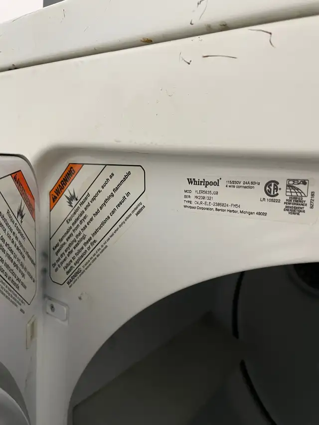 Whirlpool dryer Model YLER5635JQ0 on SALE ! - Photo 6