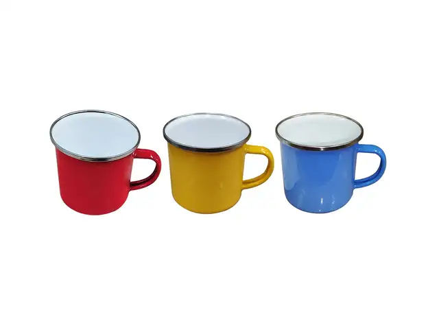 10Pc 12oz Fine Enamel Cup Silver Lip Mug Heat Press 000995 - Photo 9