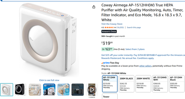 Moving Sale – Coway Airmega Air Purifier (AP-1512HH) – Like New - Photo 2