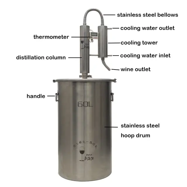 Stainless Steel Water Distiller Brew Kettle Maker Tank 170213 - Photo 9