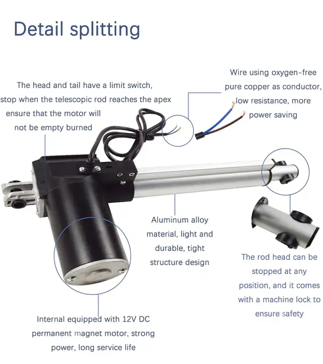 Linear Actuator 12V DC 6000N Electric Push Rod DC Motor 021362 - Photo 6