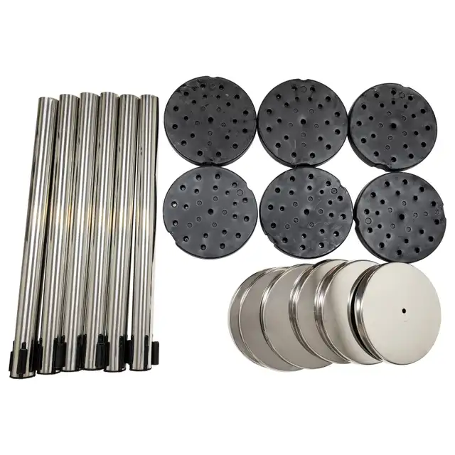 6 Stanchion Silver Posts Queue Pole Retractable Belt 170519 - Photo 8