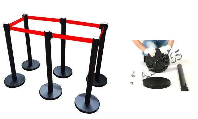 New 6pcs Retractable Belt Stanchion Post Queue Pole Crowd 170524 - Photo 2