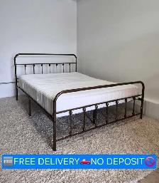 FREE DELIVERY Queen Size Metal Bedframe & Ikea Valevag Mattress