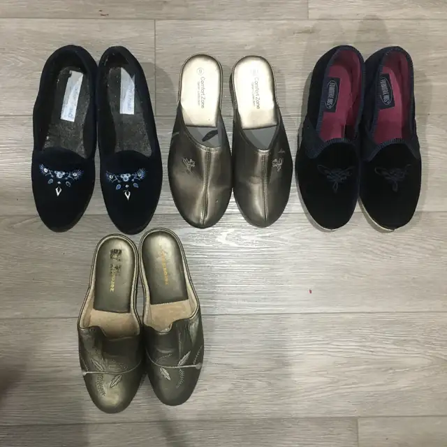 Mules / Pantoufles, grandeur 38/39 (8/9) (4 items)