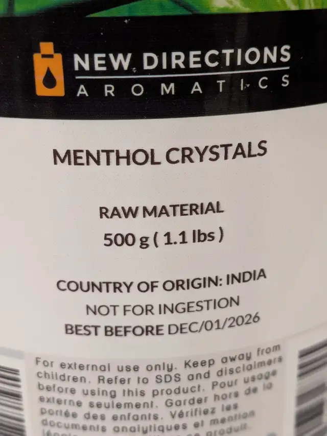 New Directions Aromatics Menthol Crystals Raw Material 500G 1.1 - Photo 2