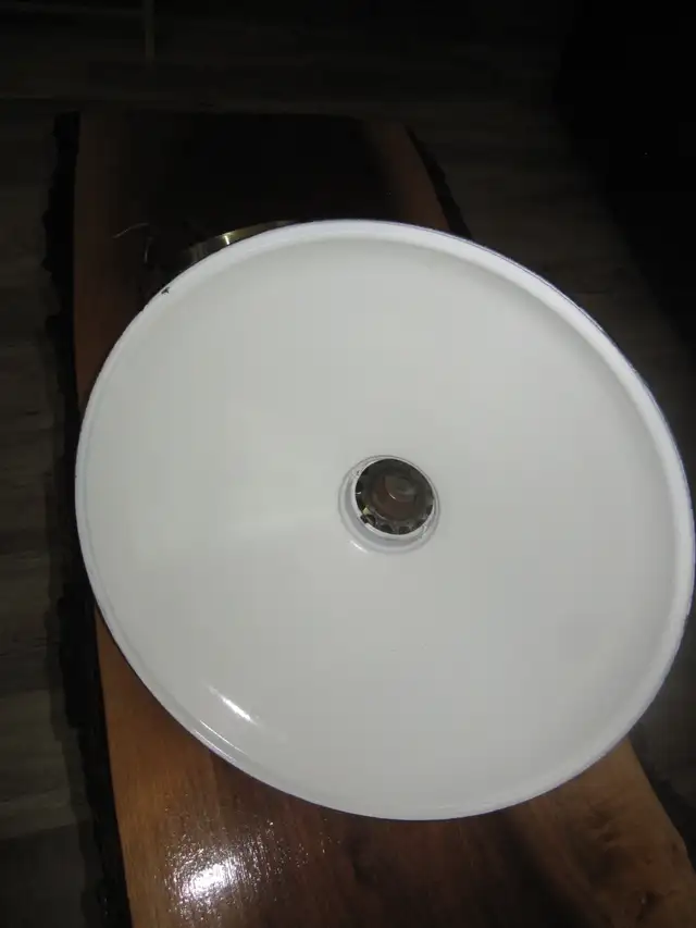 VINTAGE CTS 12 INCH GREEN WHITE PORCELAIN INDOOR CEILING FIXTURE - Photo 3